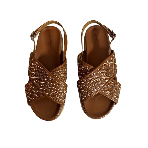 Universal Thread Women's Elisa Criss Cross Strap Platform Sandals Size 9.5 Brown - Picture 1 of 6